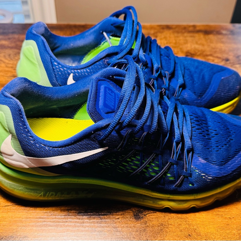 Nike 2015 Air Max Blue and Lime Sneakers
